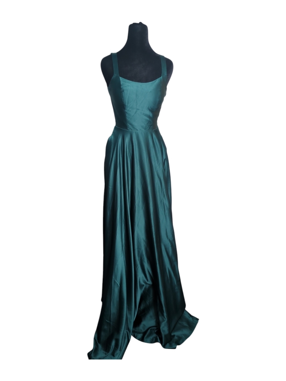 B Darlin Silky Open Back Deep Green Sleeveless Maxi Formal Dress Size Junior 0